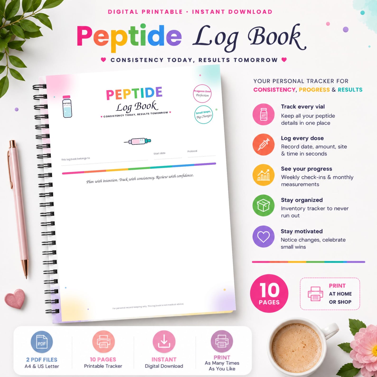 Peptide Log Book Printable Tracker