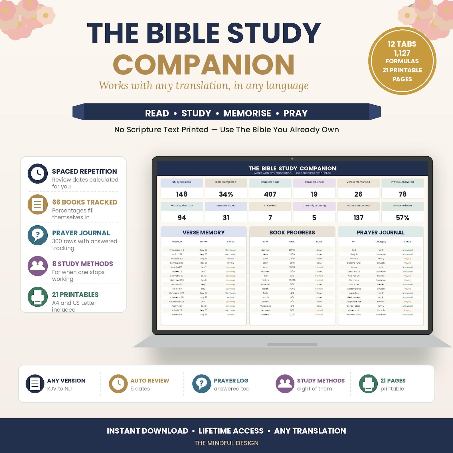 Bible Study Companion Spreadsheet, Verse Memory