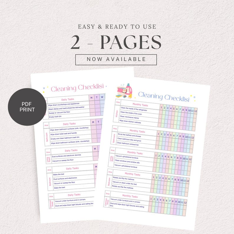 Editable Cleaning Checklist Bundle, Daily Weekly Monthly Household ...