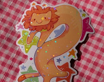 Silly Lion Holographic Vinyl Sticker