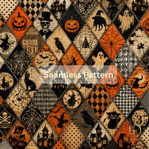 Halloween Seamless Pattern Vintage | Halloween Digital Paper | | Gothic Halloween Seamless Pattern | Spooky Junk Journal