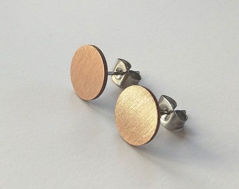 round copper stud earrings