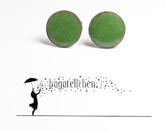 aretes de esmalte verde, hechos a mano