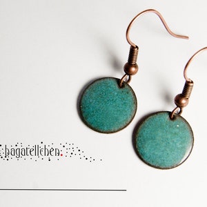 turquoise gray enamel earrings