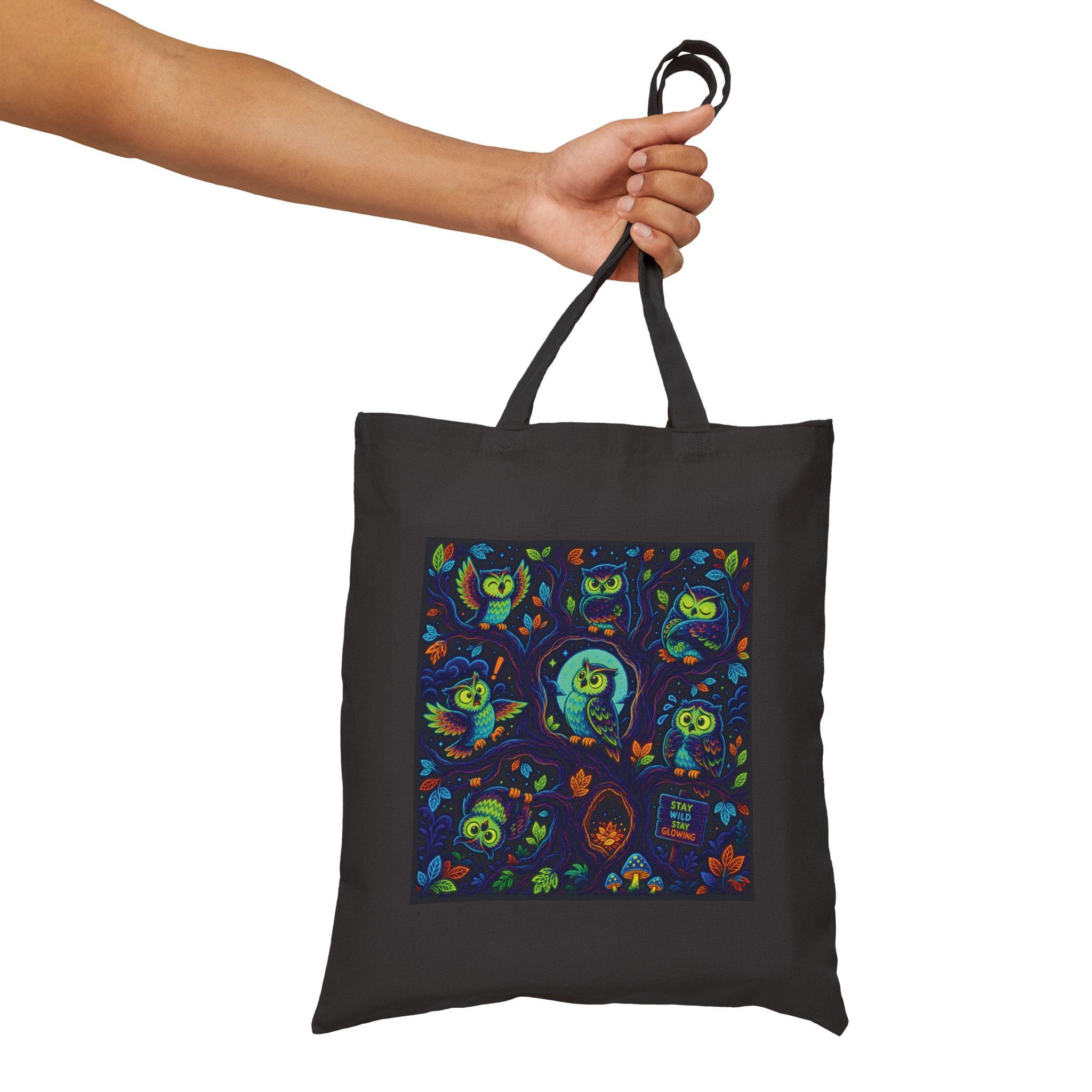 Fall Owls, Cotton Canvas Tote Bag, Candy Bag, Goodie Bag, Book Bag, Coffee Tote Bag, Emotional Owls,