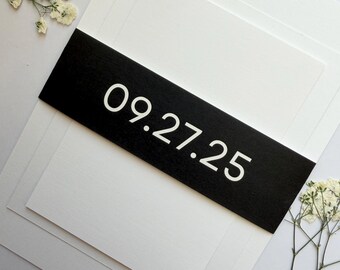 Printed Black Belly Band for Wedding Invitation Suite - Custom Wedding Date Belly Band  -  Belly Band Wrap for 5x7 Invitation