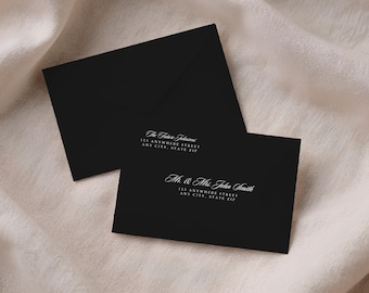 A7 Envelope Address Printing Service Black Envelope White Ink - Printed Envelope Address in White Ink for Wedding Invitation Suite Bridal