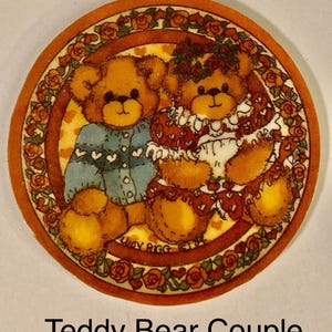 Love theme vintage handmade magnets, Marvin, hearts,I Love You,Lucy Rigg Bears, -1980’s vintage unique magnets Teddy Bear Couple
