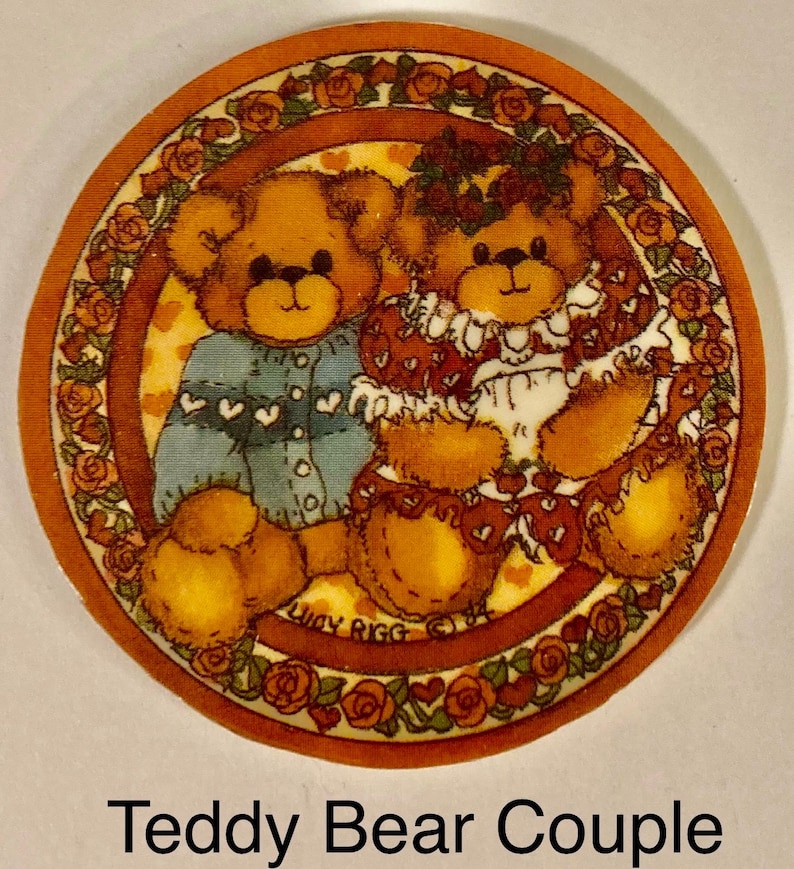 Love theme vintage handmade magnets, Marvin, hearts,I Love You,Lucy Rigg Bears, -1980’s vintage unique magnets Teddy Bear Couple