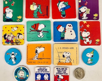 Snoopy, Woodstock, Lucy & Linus,,Charlie Brown, Peanuts characters Vintage magnets Christmas, CB Radio, more