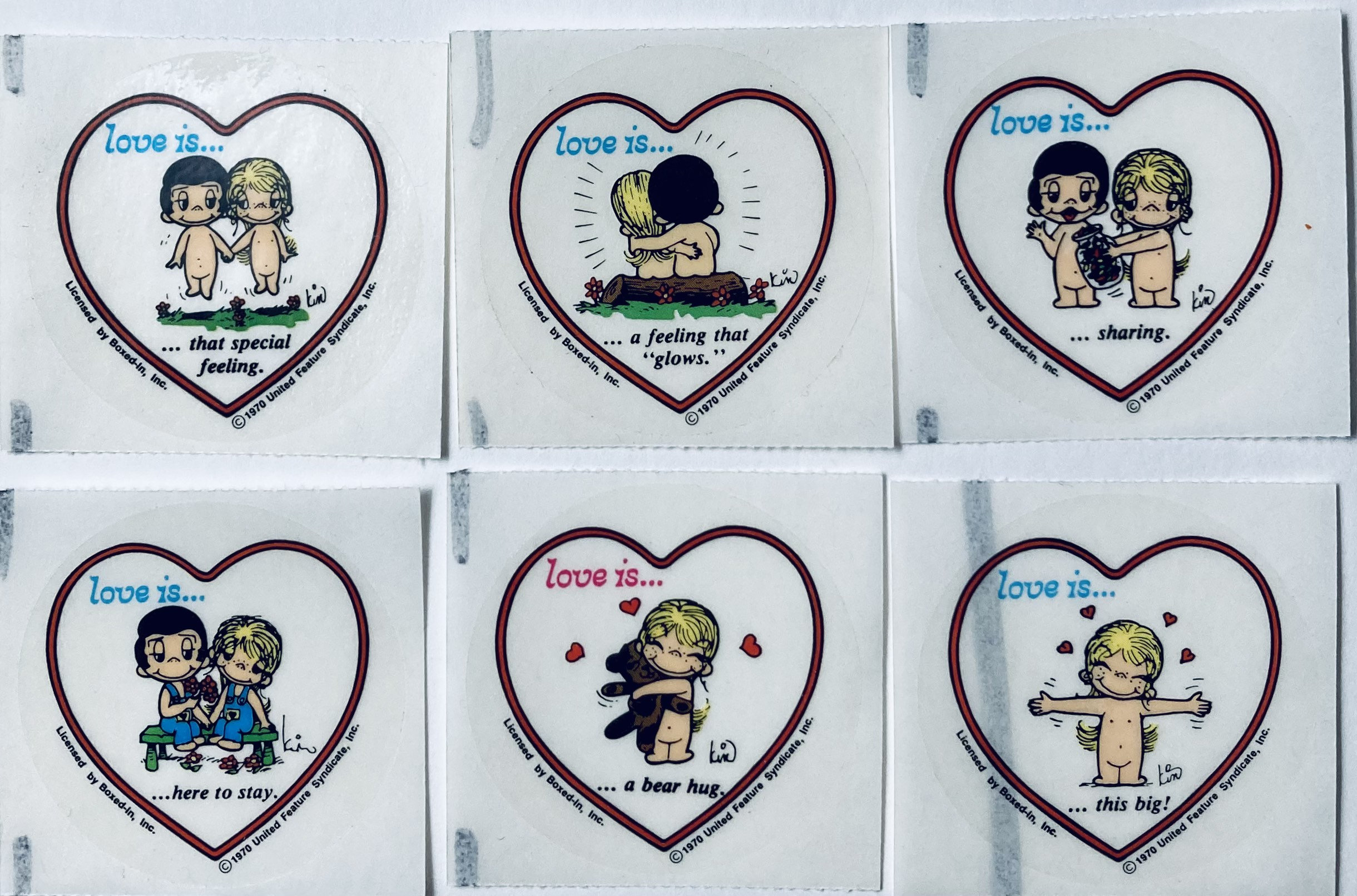 Love Is”….1970's Stickers,your Choice of 6 Different-a Bear Hug