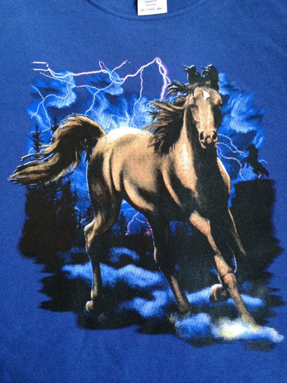Horse running in lightning T Shirt beautiful brown horse t Etsy