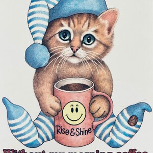 Twój wybór koszulek vintage Kitty - Nie robię poranków, Jestem zestresowana, Potrzebuję porannej kawy i więcej
