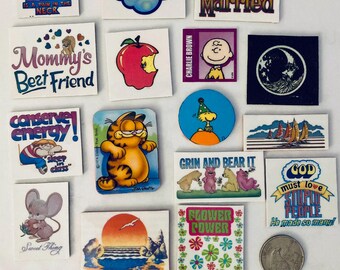 Garfield,Charlie Brown(Peanuts),Woodstock,Best Friend,Flower Power & more vintage handmade magnets-Your choice 1980’s vintage unique magnets
