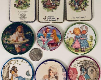 Country girls,woodland girls,mermaid,girl & doll, more magnets, Your choice of magnets handmade in 1980's-‘90’s-small gifts, coworker gifts