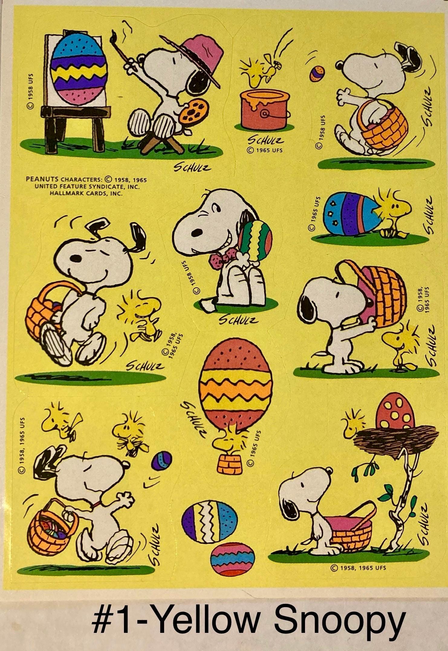 Vintage Snoopy Peanuts Easter Stickers & Twisted Whiskers Big Eyed