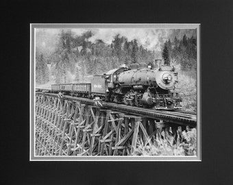 Camas Prairie Railroad at Orofino, Idaho, 1947 Photo, Union Pacific Steam Locomotive,Philip C. Johnson Limited Edition Prints