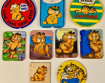 Garfield Vintage Magnets-Your choice of fun Garfield magnets,handmade from ORIGINAL Garfield stickers or other source-small gifts