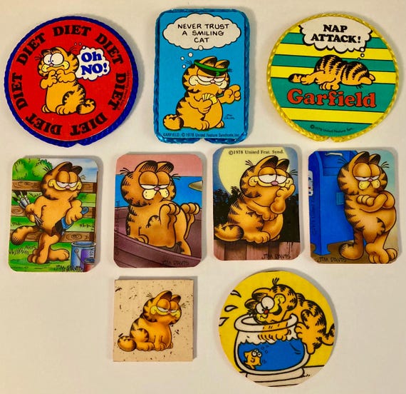 Garfield Vintage Magnets-Your choice of fun Garfield magnets,handmade from ORIGINAL Garfield stickers or other source-small gifts