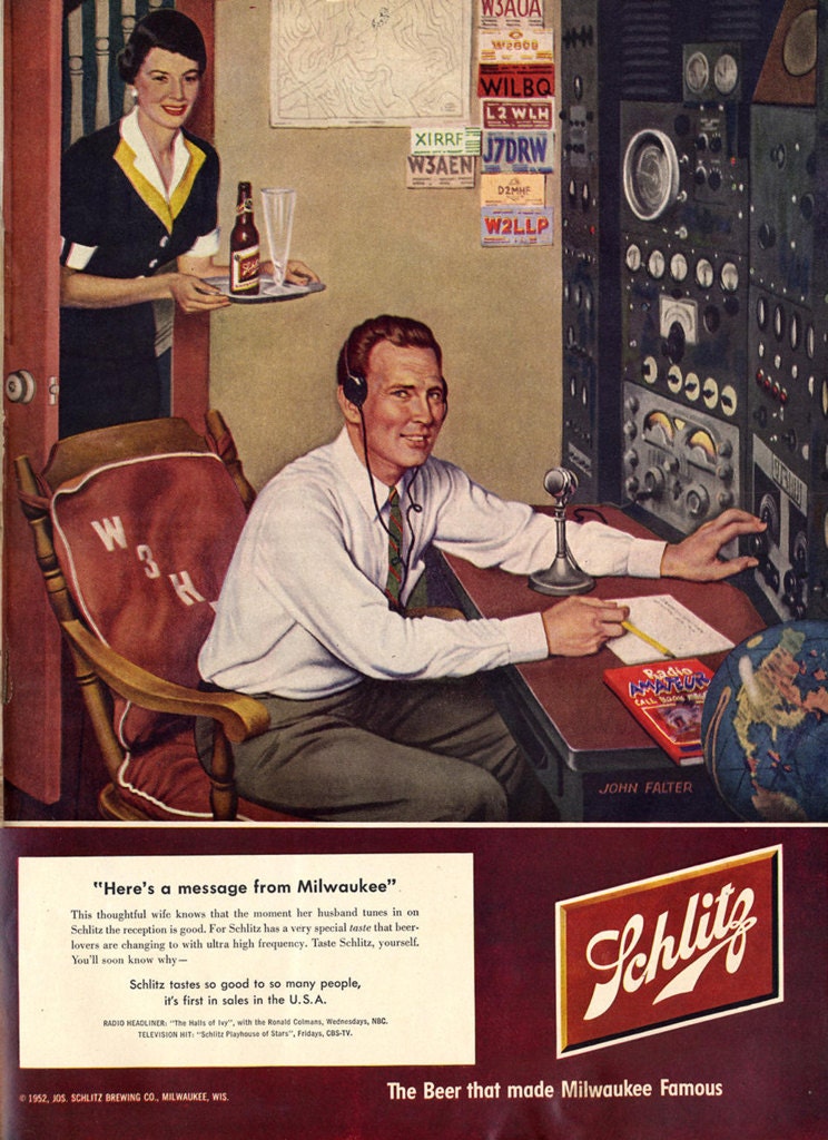 Ham Radio Featured in Classic Schlitz Beer Ad From