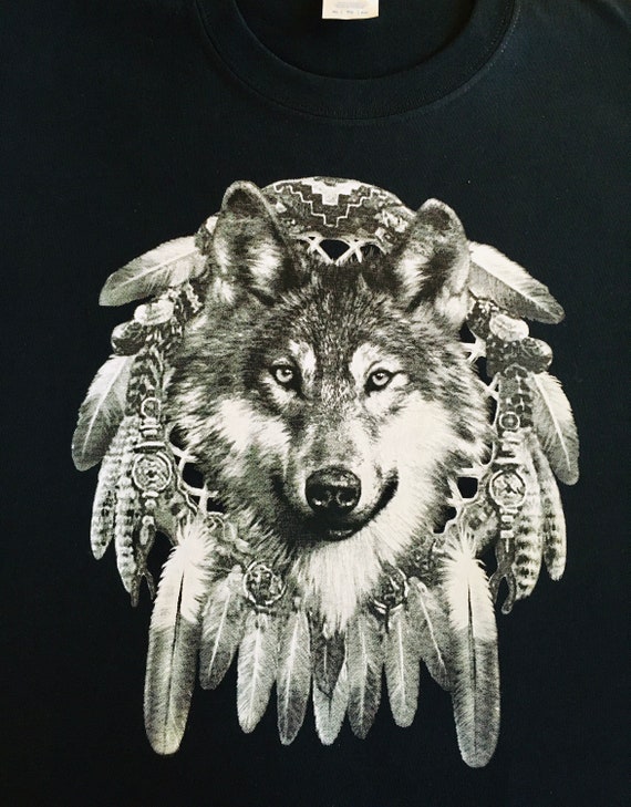 Wolf With Native American Dream Catcher 