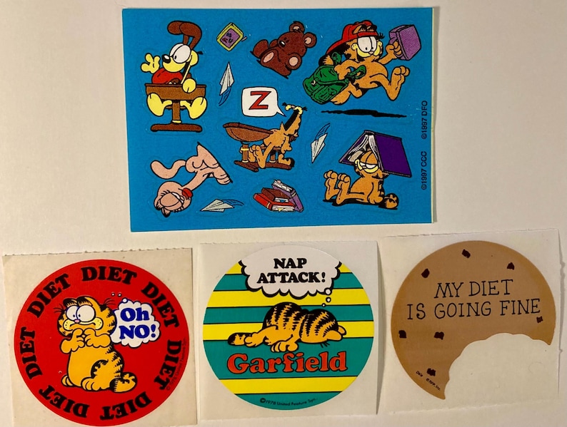 Garfield & Diet Theme Vintage Stickers-your Choice of 4 Different 1980 ...