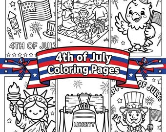 Dibujos para colorear del 4 de julio para niños / Actividad imprimible del Día de la Independencia para niños pequeños / Recuerdos de fiesta patrióticos (descarga digital)