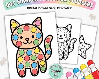 Dot Marker Printables for Toddlers, Dauber Coloring Pages, Do a Dot Activity Sheets, Toddler Coloring Book, Digital Download
