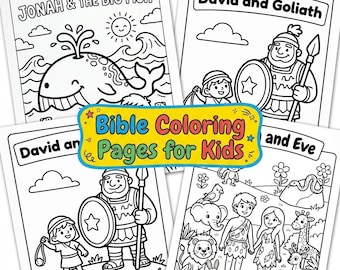 Dibujos para colorear de historias bíblicas para niños, hojas de actividades imprimibles para la escuela dominical, libro para colorear cristiano para niños pequeños, historias del Antiguo Testamento en PDF.