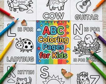 Páginas para colorear del alfabeto para niños pequeños / Libro de actividades ABC imprimible para niños / Hojas para colorear de letras preescolares (descarga digital)