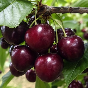 Grafted Bing Cherry Tree Sapling: Sweet Dark Red Fruit, Cold Hardy Backyard Orchard Plant