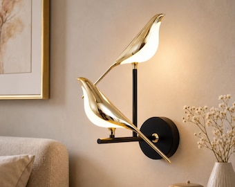 Bird Wall Sconce Decorative Wall Lamp Modern Bedroom Lamp Bedside Lighting Fixture Hallway Light Nordic Lighting Design Golden Accent Bird