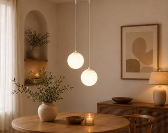 Glass Pendant Light Led Pendant Nordic Lighting Hanging Lamp Kitchen Island Dining Chandelier Minimalist Bedroom Ceiling Fixture White Globe