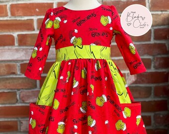 5Y Slim Christmas Characters Dress //Christmas Dress // Characters Dress