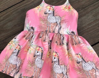 9M Zebra Romper, Pink Zebra, Baby Romper, Baby Romper Dress, Baby Gift, Child Clothing, Zoo, Bodysuit