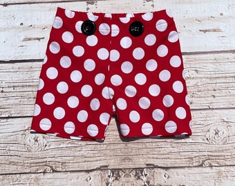 6M Red & White Polka Dot Shorts, 6M Shorts, Summer Shorts, Baby RTS Shorts