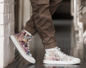 Personalisierter Sneaker | Schuhe mit geometrischer Kunst | Fashionsneakers für Ihn mit BELIEVE | Original Kunst von Jac Kasher