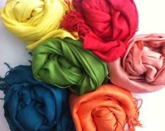 6 PASHMINA SHAWL.You can choose Any Color !!!!. Wedding Favors. Scarf. Pashmina Shawl. Bridal Shawl. Bridesmaid shawl. Bridesmaid gift.