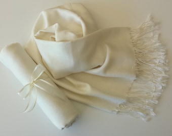 IVORY ( soft cream) PASHMINA SHAWL. Ivory Shawl. Bridesmaid gifts. Bridesmaid shawls. Pashmina Scarf. Wedding favor.