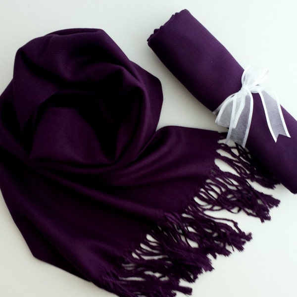 EGGPLANT (Dark Purple) Pashminas. Bridesmaid Dark purple Shawl. Pashmina Scarf. Wedding Favor
