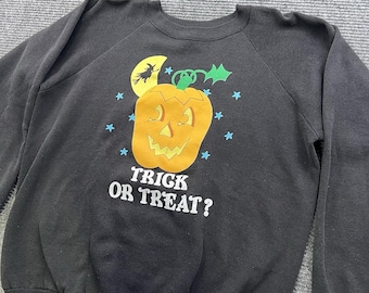 Vintage Trick Or Treat Halloween XL Fleece Lined Sweatshirt  Healthknit USA Made