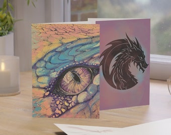 Dragon Eye Greeting Cards | Fantasy, Fairytale, Dragoncore, Fairycore| Notecard, Printed on All Sides 10 pcs