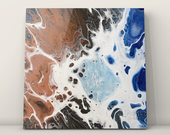 Ocean Spirit- Original Acrylic Pour Painting on Canvas- 14" x 14"