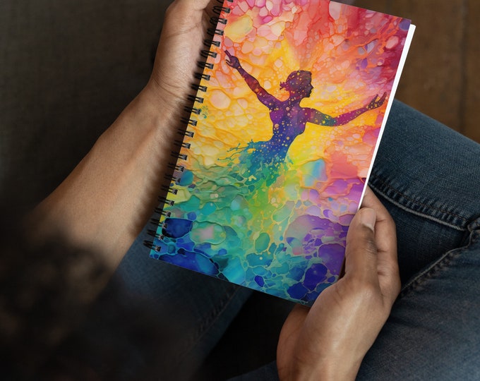 Rainbow Dancer- Fluid Art Print Spiral notebook 5.5″ × 8.5″ (13 × 21 cm)