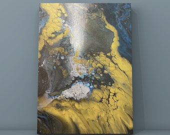 Golden Vein- One of a Kind Original Acrylic Fluid Art Painting- 16" x 20"