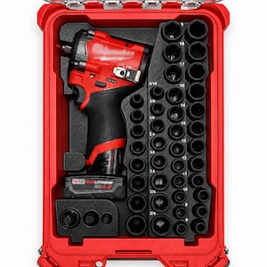M12 FUEL Stubby 3/8 Impact Wrench 2562-20 & SHOCKWAVE 43-Pc Socket Set 49-66-7009 Insert | Fits PACKOUT 48-22-8435 | Insert Only