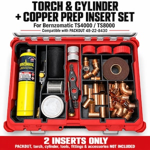 Bernzomatic Torch & Cylinder + Copper Prep Insert Set | Compatible with Milwaukee PACKOUT 48-22-8430 | 2 Inserts Only