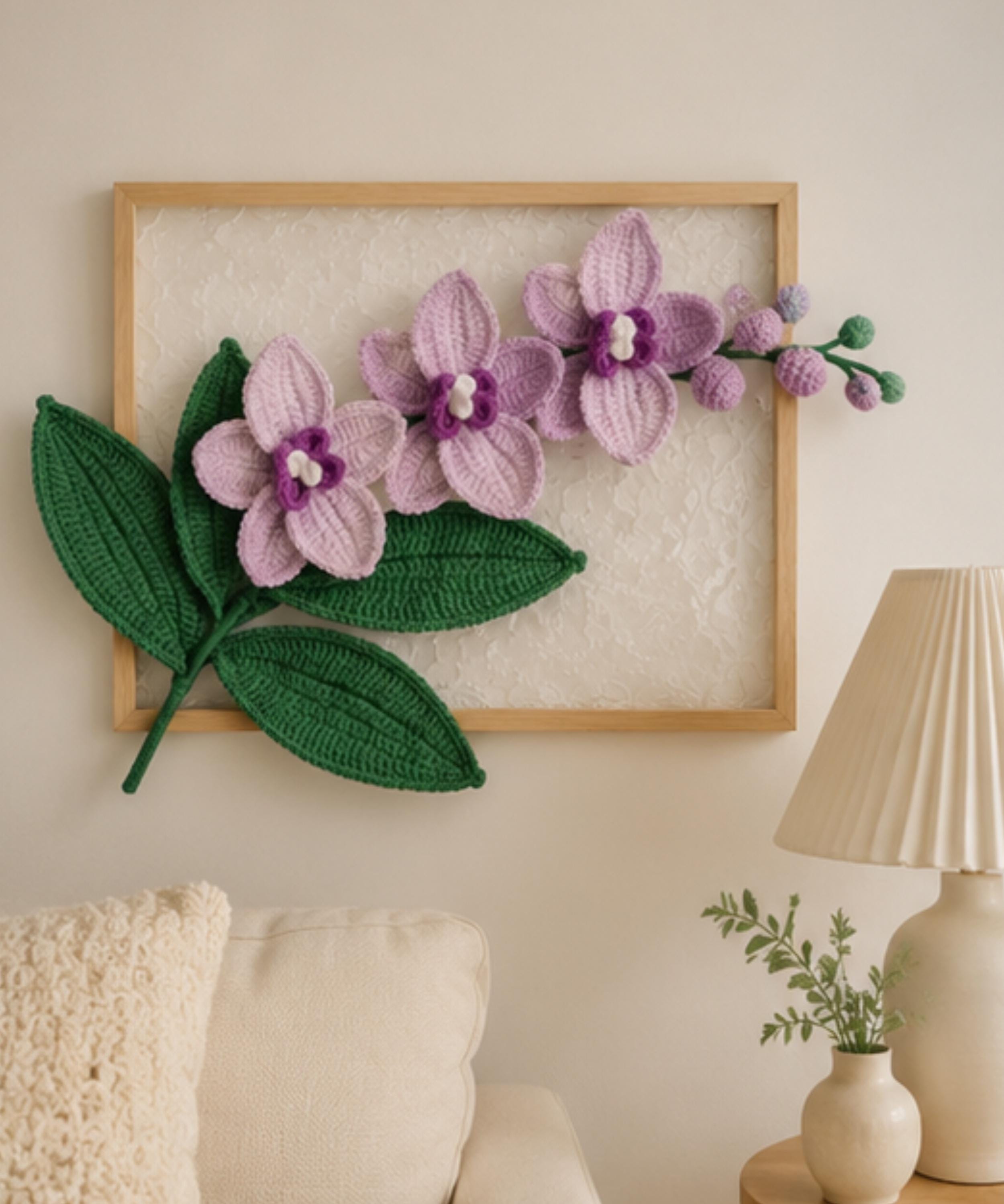 30 Framed Crochet Wall Art Patterns for Stylish, Handmade Decor 9 Orchid Floral Frame Wall Hanging