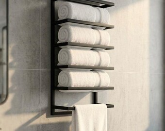 Modern Wall-Mounted Bathroom Towel Rack - Multi-Tier Storage Shelf and Organizer