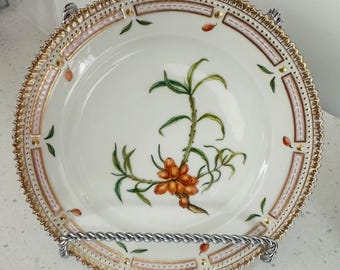Royal Copenhagen Flora Danica Hippophac rhamnoides L. 7.75” Salad Plate
